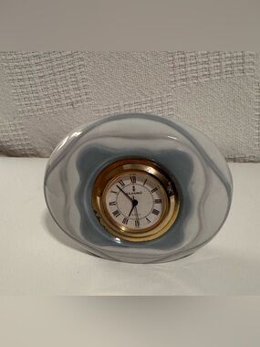 Lladro Gray and Gold Swirl Ceramic Wall Clock